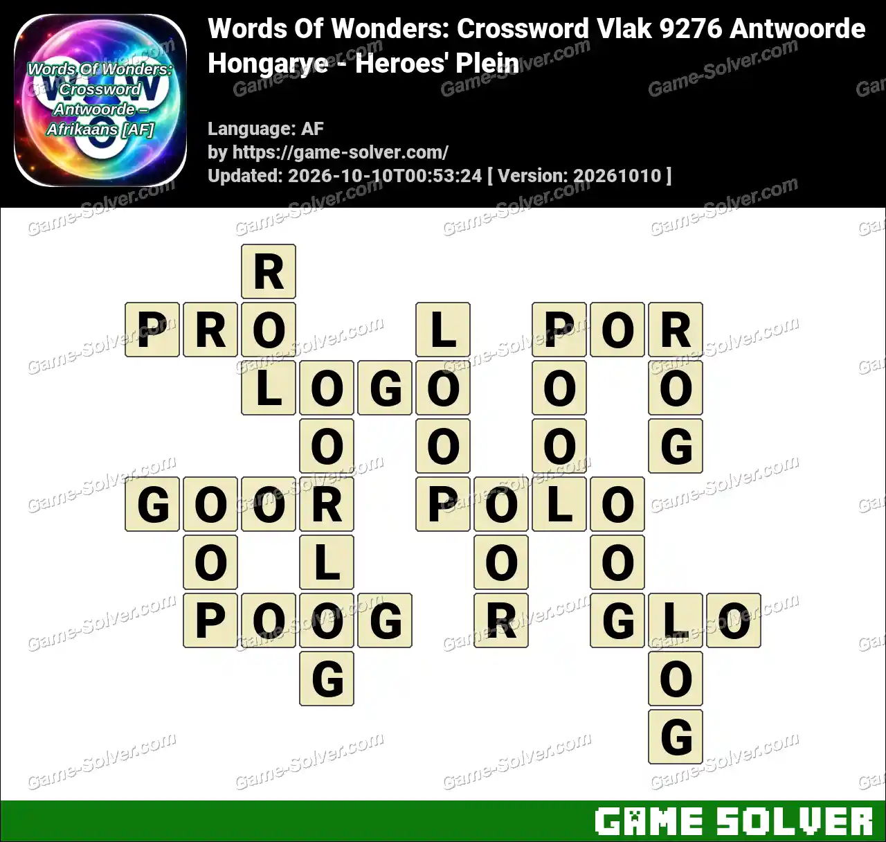 Words Of Wonders: Crossword Vlak 9276 Antwoorde – Hongarye – Heroes’ Plein